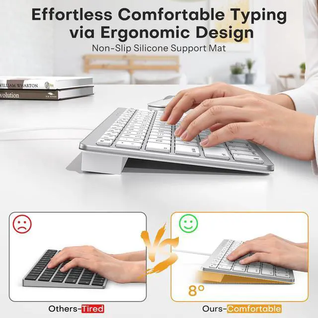 Alt view image 7 of 7 - Wired Keyboard for Mac Users, 1 Cable with 2 Independent USB-C & USB-A Connectors, 78-Key Compact Keyboard with Scissor-Key for MacBook Neo/Pro/Air 13-16, Mac mini/Pro, iMac, MacOS 11.3+