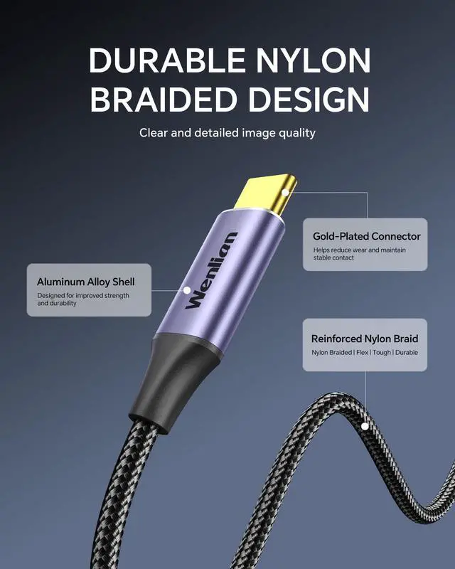 Alt view image 4 of 7 - USB C Monitor Cable Right Angle 3.3FT, 4K@60Hz Display, 20Gbps Data Transfer, 240W Fast Charging, Braided Nylon Cable 90° USB C Video Cable for MacBook Air/Pro, iPhone 15/16/17, Portable Monitor
