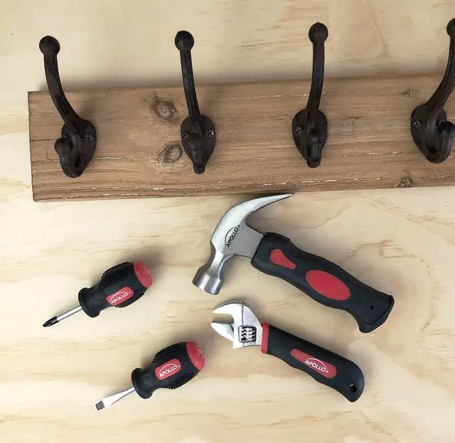 Alt view image 2 of 5 - Tools 4 Piece Stubby Tool Set for Small Hands and Tight Spaces. Convenient and Compact Small Tool Set includes Mini Hammer, Mini Screwdriver Set and Mini Wrench - Red - DT0240