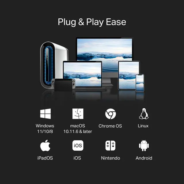 Alt view image 6 of 7 - 2-in-1 USB 3.0 & USB C to Ethernet Adapter, RJ45 Gigabit LAN, Plug & Play, Aluminum Case, Ethernet Adapter for Laptop, Thunderbolt 4/3 Compatible with Windows, Mac/iPad OS & More (UE310C)
