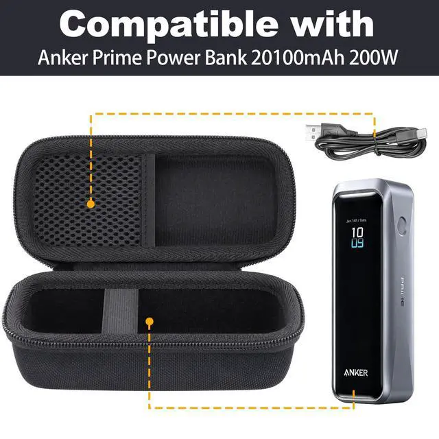 Alt view image 4 of 7 - for Anker Prime Power Bank 20100mAh 220W Portable Charger Hard Travel Case,Portable Case Compatible with 20,100mAh 3-Port Portable Charger with 220W Output(Only Case)