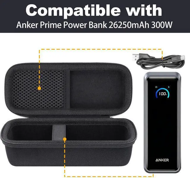 Alt view image 4 of 7 - for Anker Prime Power Bank 26250mAh 300W Portable Charger Hard Travel Case,Portable Case Compatible with 26,250mAh 3-Port Portable Charger with 300W Max Output(Only Case)