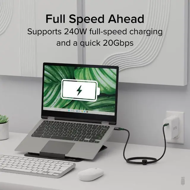 Alt view image 3 of 6 - USB C Cable, 240W Charging Cable 20Gbps, 4K 120Hz, 8K 60Hz USB-C Monitor, for iPhone, MacBook, iPad, Samsung Galaxy, 3.3 Feet (USBC-240W-1M)