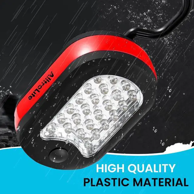 Alt view image 4 of 7 - 3-Pack LED Work Light | Portable Magnetic Work Light with Rotatable Hook, Magnetic Back & Push Button | Battery Operated Pocket Work Lights for Car Repairing, Emergency, Hiking, Camping