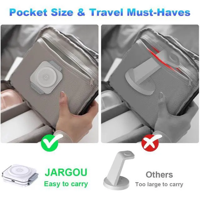 Alt view image 4 of 7 - Travel Essentials 3 in 1 Charging Station Dual Magnetic Wireless Charger for iPhone 17/16/15/14/13/12 Series and Apple Watch, Portable Charger for iPhone Watch and Airpods 4/3/2/Pro