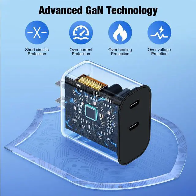 Alt view image 4 of 7 - Dual Port Type-C Fast Charger 60W(in total) for Samsung Galaxy S26 Ultra, 6/6/10/10FT PD3.0 USBC Fast Charging Cable/Cord for Galaxy S26 S25 S24 S23 S22 Plus,Android Phone, iPhone 17/16/15 Pro Max,Tab