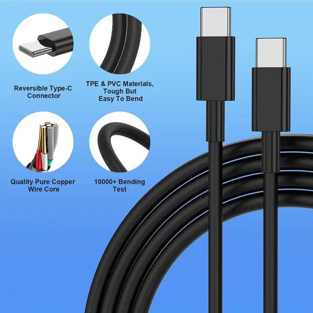 Alt view image 5 of 7 - Dual Port Type-C Fast Charger 60W(in total) for Samsung Galaxy S26 Ultra, 6/6/10/10FT PD3.0 USBC Fast Charging Cable/Cord for Galaxy S26 S25 S24 S23 S22 Plus,Android Phone, iPhone 17/16/15 Pro Max,Tab
