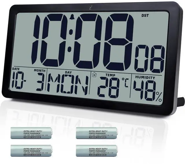 Main image of Atomic Wall Clock Battery Operated,10.5 inch Digtial Desk Clock with Temperature and Humidity,Self-Setting Alarm Clocks with 57 Ringtones,Auto DST, Large LCD Display for Seniors Batteries Included
