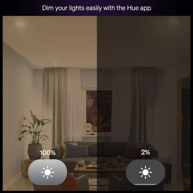 Alt view image 4 of 7 - Essential Smart LED BR30 Bulb 2-Pack, White and Color Ambiance, E26, 7.2W, 2200K-6500K, 650 Lumens, Dimmable LED Bulbs, Works with Alexa, Google Assistant, Apple Home