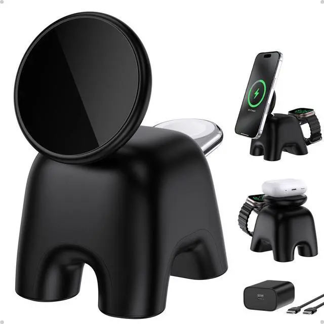 Main image of 2026 Magnetic Wireless Charging Station, 15W Ultra-Fast Charger Stand for iPhone 17 16 15 14 13 12 Pro Max, 5W for Apple Watch&Airpods, 2-in-1 Foldable Charger for Home/Office/Travel(with 30W Adapter)
