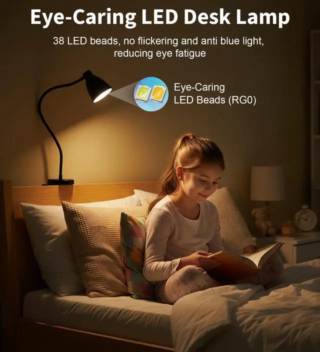 Alt view image 5 of 7 - No Install Bedside Reading Light, Clip-Free Wall Mounted Lamp Black