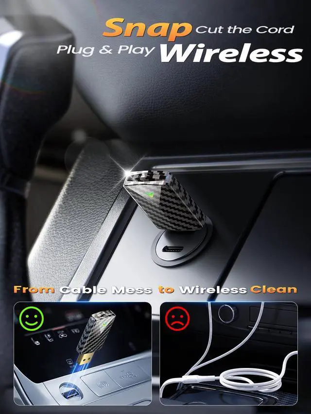 Alt view image 2 of 7 - Wireless CarPlay Adapter for Apple iPhone, Wired to Wireless for Daily Use