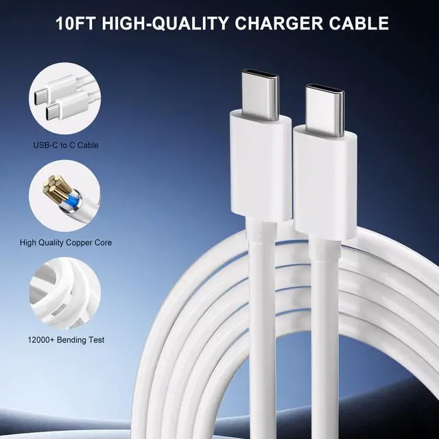 Alt view image 5 of 7 - 60W Super Fast USB C Charger for Samsung,2Pack TypeC Android Phone PD Wall Charger Block,10FT Chargers Fast Charging USB-C Cord Compatible with Galaxy S26 Ultra/S26+/S26/S25 Ultra/S25+/S25/S24/S23/S22