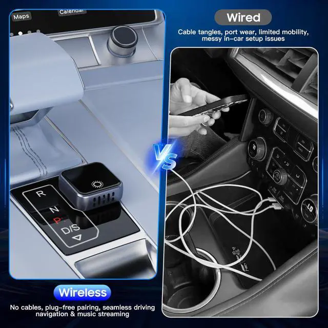 Alt view image 4 of 6 - 2026 Upgraded 2in1 Mini Wireless CarPlay & Android Auto Adapter, Convert Wired Car Play to Wireless for Cars with USB/Type-C Port, Plug & Play USB Dongle Compatible for Apple iPhone & Android Devices