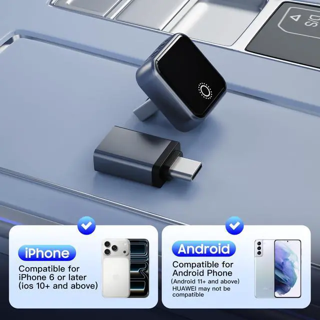 Alt view image 3 of 6 - 2026 Upgraded 2in1 Mini Wireless CarPlay & Android Auto Adapter, Convert Wired Car Play to Wireless for Cars with USB/Type-C Port, Plug & Play USB Dongle Compatible for Apple iPhone & Android Devices
