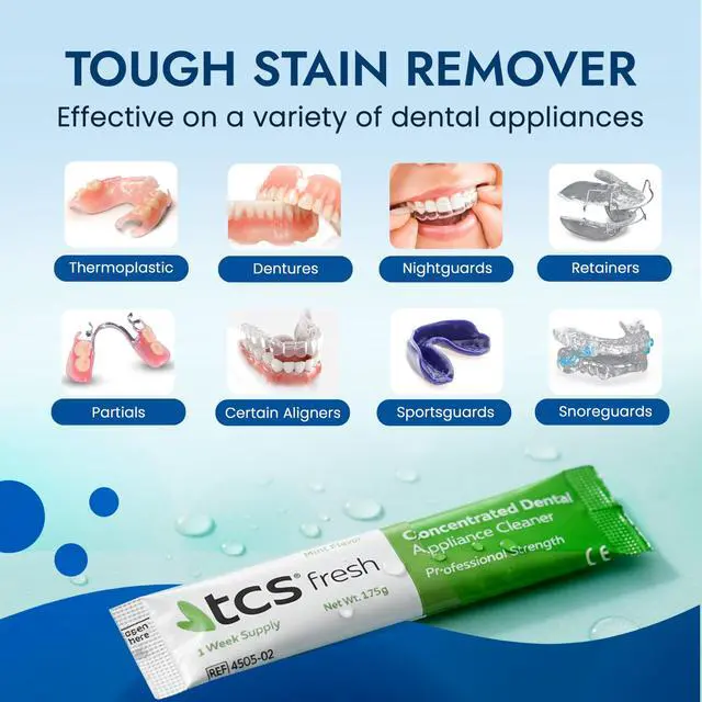 Alt view image 5 of 7 - Fresh Denture Cleaner Professional Strength Concentrated Cleanser Mint Powder for Dental Cleaning For Dentures, Night Guards, Aligners & Retainer Cleaner 24 Packets (6 Month Supply)
