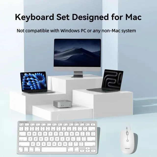 Alt view image 5 of 7 - USB Wired Keyboard and Mouse for Mac, Dual Interface(Type-C and USB A), Ergonomic Slim Keyboard Set Compatible with MacBook, iMac, Mac mini/Pro, White