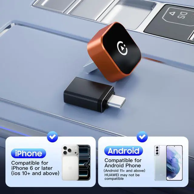 Alt view image 5 of 6 - 2026 2-in-1 Wired to Wireless CarPlay Android Auto Adapter, USB/Type-C Plug & Play Car Dongle, Fast Auto Connect & Stable Signal for Apple iPhone & Android