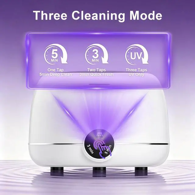 Alt view image 5 of 7 - Ultrasonic Retainer Cleaner, Retainer Cleaner Machine for Dentures & Invisalign, 45kHz UV Dental Cleaner Removes Stains & Buildup, 3 Modes, 200ml for Aligners, Mouth Guards