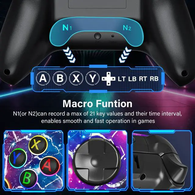 Alt view image 4 of 7 - Switch Controllers for Nitendo Switch/Lite/OLED, 1200mAh Wireless Switch Pro Controller, 10 Colors Light & Cool Nebula Design, Switch Turbo controller with Vibration/Motion Control/Turbo/Gyro/Wake up