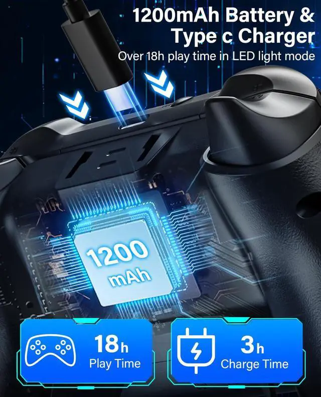 Alt view image 7 of 7 - Switch Controllers for Nitendo Switch/Lite/OLED, 1200mAh Wireless Switch Pro Controller, 10 Colors Light & Cool Nebula Design, Switch Turbo controller with Vibration/Motion Control/Turbo/Gyro/Wake up