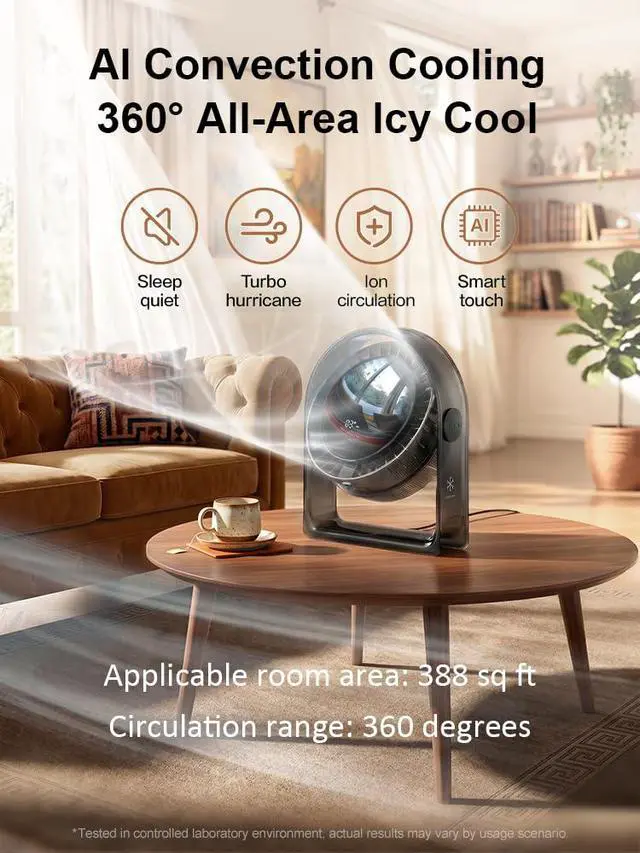 Alt view image 3 of 7 - 2026 New Desk Fan, Quiet Air Circulator Mini Fan for Bedroom, Portable Smart Display USB Fan, 4 Speeds Strong Airflow, 120°Tilt, Small Desktop Table Fans For Office Bedside Room, Translucent Black