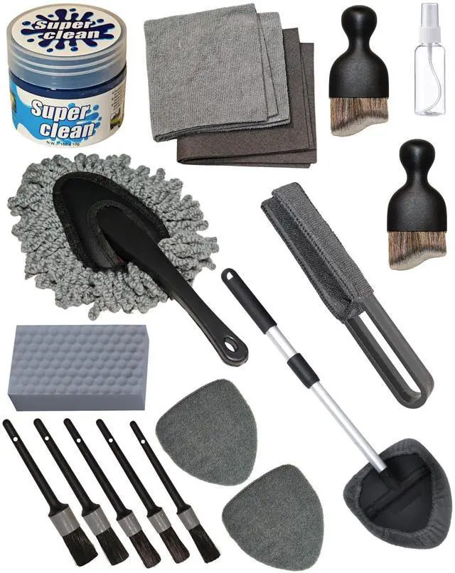 Main image of 18Pcs Professional Car Interior Detailing Kit All-in-One Cleaning Tools for Windows, Dashboard, Vents, Windshield Cleaner Brush, Magic Sponge, Chamois Cloth, Detailing Brushes & Accessories