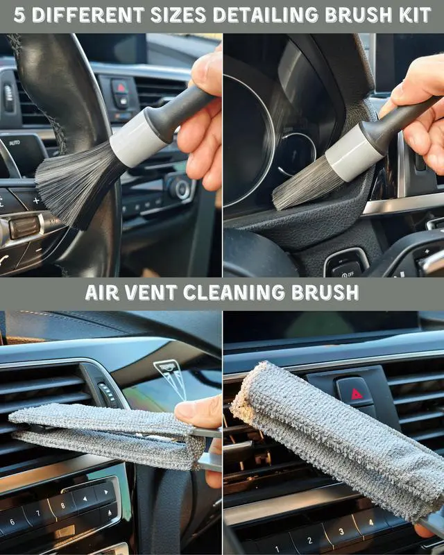 Alt view image 7 of 7 - 18Pcs Professional Car Interior Detailing Kit All-in-One Cleaning Tools for Windows, Dashboard, Vents, Windshield Cleaner Brush, Magic Sponge, Chamois Cloth, Detailing Brushes & Accessories