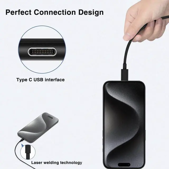 Alt view image 3 of 6 - 60W USB C Charger Block, Super Fast Charger Android 10ft C to C Cable Cord Long, Type C Laptop Charging Power Adapter for MacBook Pro/Samsung Galaxy S26 S25 S24 S23 S22 S21 Ultra/Plus/iPhone 17 16 15