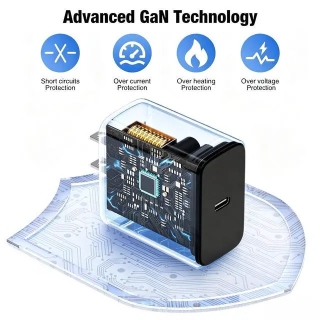Alt view image 2 of 6 - 60W USB C Charger Block, Super Fast Charger Android 10ft C to C Cable Cord Long, Type C Laptop Charging Power Adapter for MacBook Pro/Samsung Galaxy S26 S25 S24 S23 S22 S21 Ultra/Plus/iPhone 17 16 15