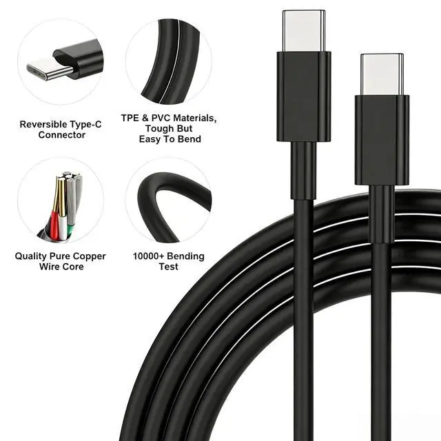 Alt view image 5 of 6 - 60W USB C Charger Block, Super Fast Charger Android 10ft C to C Cable Cord Long, Type C Laptop Charging Power Adapter for MacBook Pro/Samsung Galaxy S26 S25 S24 S23 S22 S21 Ultra/Plus/iPhone 17 16 15