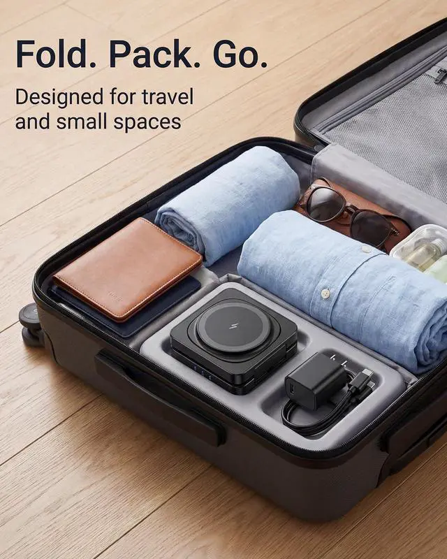 Alt view image 6 of 7 - Traveling Magnetic Wireless Charging Station - ADADPU 3 in 1 Foldable Charger Stand for Apple Devices, Travel Charging Pad for iPhone 17 16 15 14 13 12 Pro Max Plus, for Apple Watch AirPods, Black
