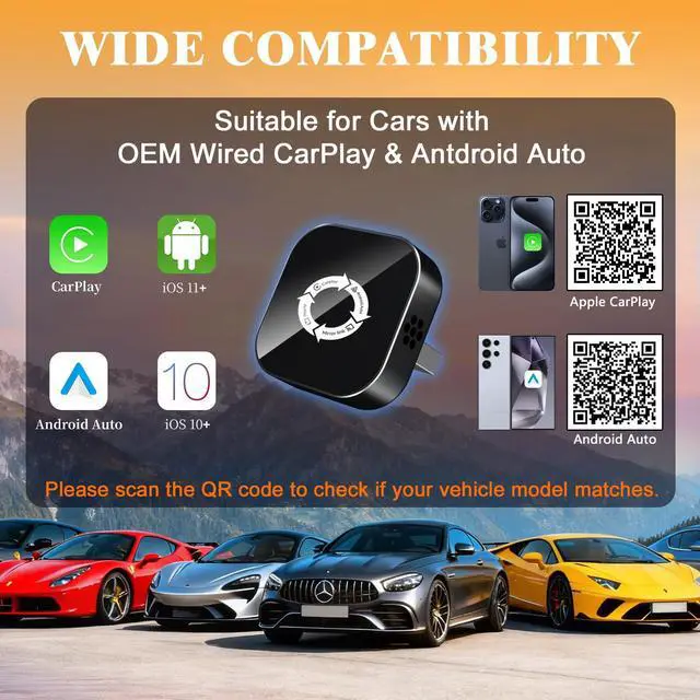 Alt view image 6 of 7 - 4 in 1 Screen Mirroring Wireless CarPlay Adapte, 2026 Upgraded Wired to Wireless for Apple CarPlay & Android Auto & AirPlay & MirrorLink, Mini USB Car Play Adapter with Type-C Extension, Plug and Play