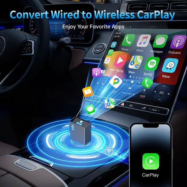 Alt view image 5 of 7 - Wireless CarPlay Adapter for iPhone 2026 Upgrade - Stable Connection Convert Wired to Wireless Compatible with Cars 2018+, iOS 10+ (USB-C)