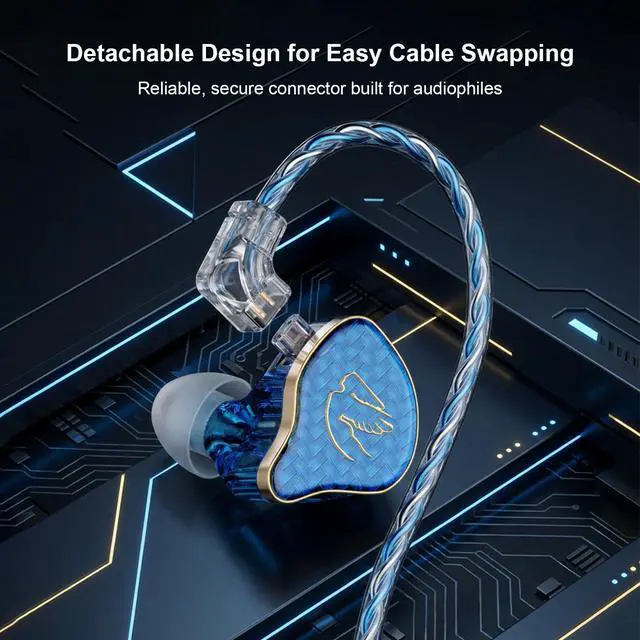 Alt view image 3 of 7 - in Ear Monitor Headphones Hybrid 1BA+1DD HiFi Deep Bass IEM Earphones Wired Gaming Earbuds with Ear Tips Professional in Ear Headphones for Musicians Singers Without Microphone, Blue