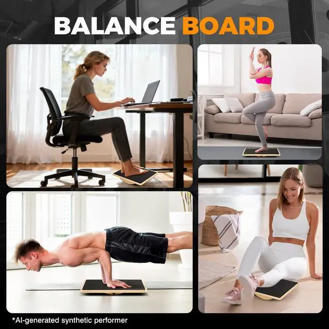 Alt view image 7 of 7 - 2-in-1 Wooden Balance Board with Adjustable Incline (15°35°) Slant Board & Calf Stretcher for Balance Training, Core Strength, and Ankle Mobility Solid Wood, Non-Slip Surface