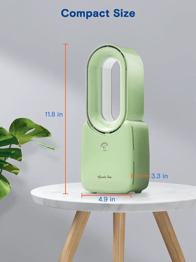 Alt view image 6 of 7 - Desk Fan, 11.8 Inch Portable Bladeless Fan Small Personal Cooling Fan with 5 Colors Touch Control LED Light, Quiet USB Table Fan for Home, Office, Bedroom Summer Gift