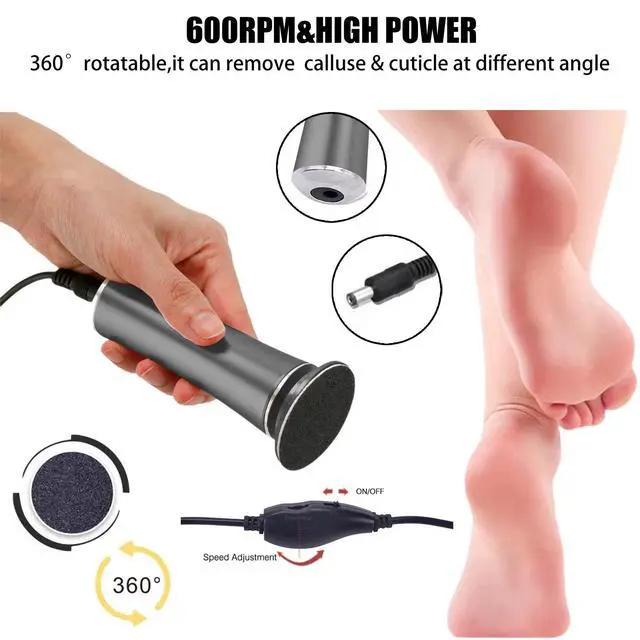Alt view image 6 of 7 - Electric Foot File Callus Remover Professional Foot File Pedicure Tools Adjustable Speed 60pcs Replacement Sandpaper disc Easy to Remove Cutin Dead Skin calluses(black 60pcs)