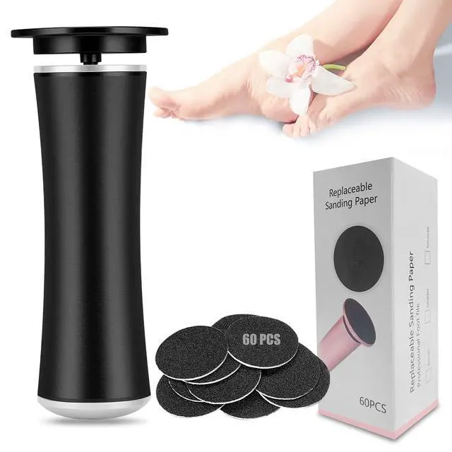 Alt view image 7 of 7 - Electric Foot File Callus Remover Professional Foot File Pedicure Tools Adjustable Speed 60pcs Replacement Sandpaper disc Easy to Remove Cutin Dead Skin calluses(black 60pcs)