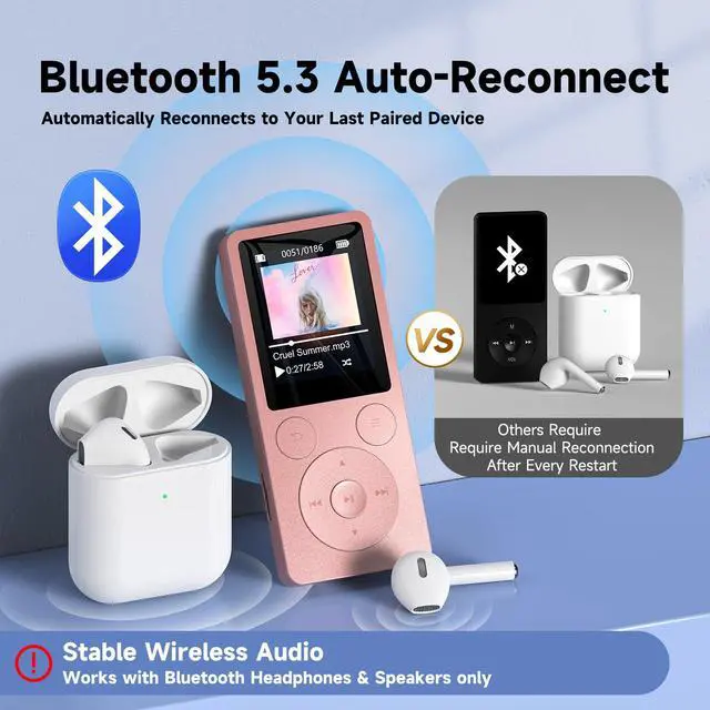 Alt view image 3 of 7 - 32GB MP3 Player with Bluetooth 5.3, Speaker, Simple Physical Buttons