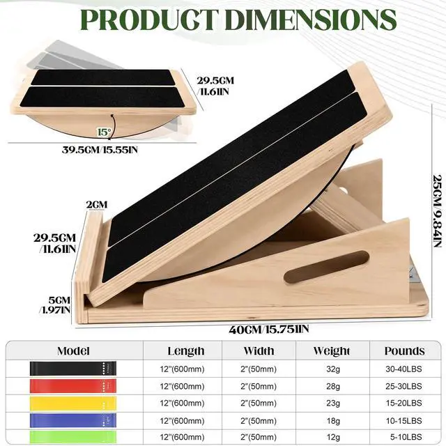 Alt view image 2 of 7 - Slant Board 2-in-1 Calf Stretcher for Squats, Balance Board 500 LB