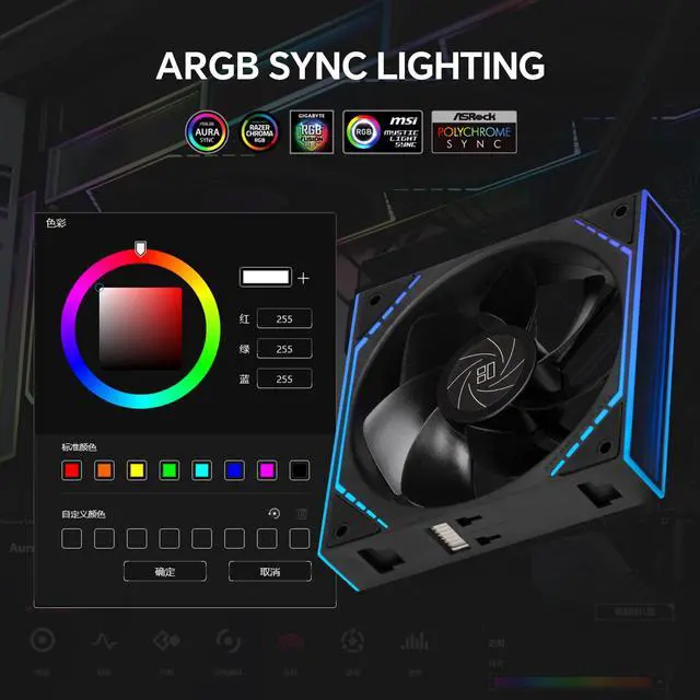 Alt view image 4 of 7 - X3 120mm Reverse Blade ARGB Case Fans, 1500RPM 47.6CFM, Black