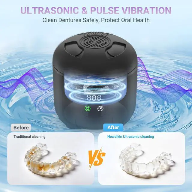 Alt view image 6 of 7 - Ultrasonic Retainer Cleaner 25W Portable Ultrasonic Denture Cleaner Multi-Mode 45KHz with Drying and Removable Inner for Dental Trays, Braces, Jewelry, Toothbrushes, Mouth Guards, Aligners,Ring Black