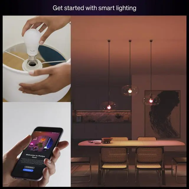 Alt view image 2 of 7 - Essential Smart LED A19 Bulb, White and Color Ambiance, E26 Base, 8.8W, 2200K-6500K, 800 Lumens, Dimmable, Works with Alexa, Google, and Apple Home, 2-Pack