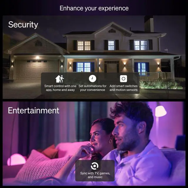 Alt view image 7 of 7 - Essential Smart LED A19 Bulb, White and Color Ambiance, E26 Base, 8.8W, 2200K-6500K, 800 Lumens, Dimmable, Works with Alexa, Google, and Apple Home, 2-Pack