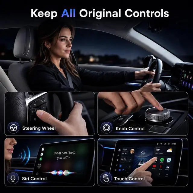 Alt view image 6 of 7 - 2026 Wireless CarPlay Adapter for iPhone, 3-in-1 Wired to Wireless CarPlay Dongle with AirPlay, 5-Second Auto Connect, Low Latency, USB-A/C for OEM Wired CarPlay Cars