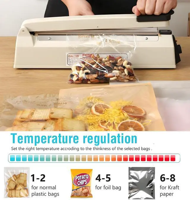 Alt view image 2 of 7 - Impulse Sealer 16 inch Manual Heat Sealer Machine with Adjustable Heating Mode, ABS Shrink Wrap Bag Sealers for Plastic PE PP Bags, Portable Poly Bag Sealing Machine with Extra Replace Kit (white)