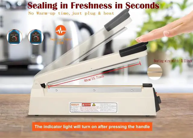 Alt view image 3 of 7 - Impulse Sealer 16 inch Manual Heat Sealer Machine with Adjustable Heating Mode, ABS Shrink Wrap Bag Sealers for Plastic PE PP Bags, Portable Poly Bag Sealing Machine with Extra Replace Kit (white)