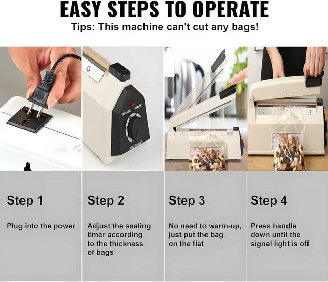 Alt view image 4 of 7 - Impulse Sealer 16 inch Manual Heat Sealer Machine with Adjustable Heating Mode, ABS Shrink Wrap Bag Sealers for Plastic PE PP Bags, Portable Poly Bag Sealing Machine with Extra Replace Kit (white)
