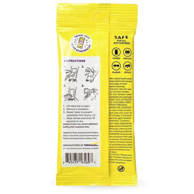 Alt view image 3 of 7 - See Clear Original Lens Cleaning Wipes - Pre-Moistened Eyeglass & Screen Cleaning Cloth Towelettes - Streak Free, Scratch Free Lens & Electronic Screen Cleaner - 12 Resealable Packs of 16 (192 Wipes)